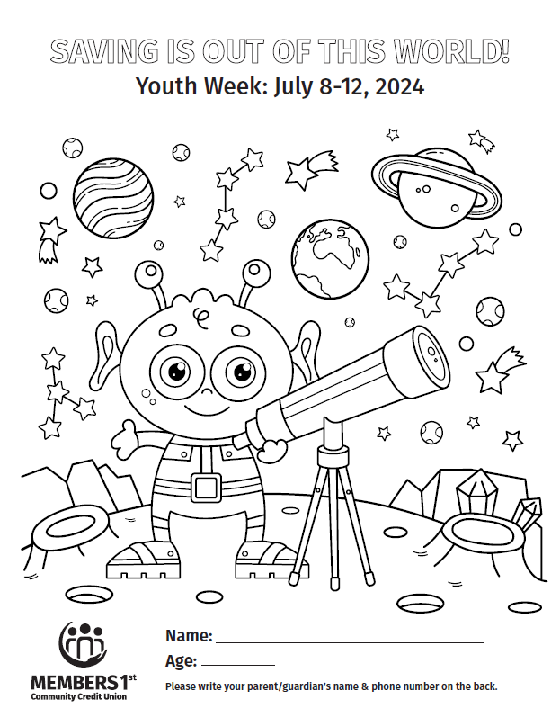 Print out this spacey fun coloring sheet and enter our contest